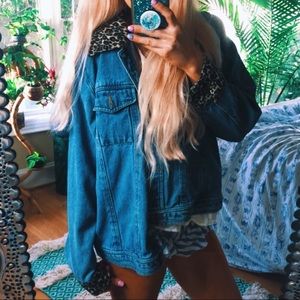 vintage cheetah denim jacket